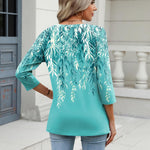 Nadorine 3/4 Length Sleeve Womens Tops Casual V Neck Shirts Soft Basic Tees Business Work Blouses