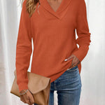 Nadorine Sweaters for Women Long Sleeve Shirts V Neck Knit Pullover