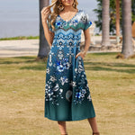 Nadorine Floral Dress Short Sleeve Beach Dress