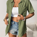 Nadorine Short Sleeve Button Down Shirt Casual Loose Fit Blouses
