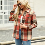 Nadorine Women Flannel Shacket Jacket Plaid Button Down Shirt