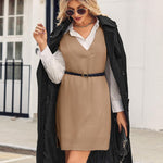 Nadorine Women's Oversized Sweater Vest Dress V Neck Knit Pullover