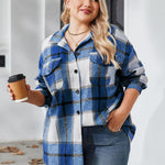 Nadorine Women's Plus Size Flannel Plaid Shacket