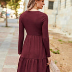 Nadorine Women's Autumn Dress Long Sleeve Round Neck Knitted Dress