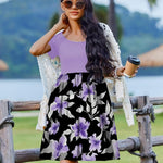 Nadorine Casual Dress Floral Patchwork Dress with Pockets