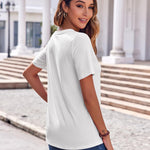 Nadorine Casual Short Sleeve V Neck Shirts Business Dressy Tunic Blouses