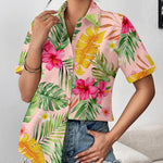 Nadorine Button Down Blouse Rolled Cuffed Short Sleeve Shirts