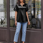 Satin Silk Blouse Tops - Nadorine (Us Only)