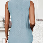 Nadorine Sleeveless Eyelet Shirts High Neck Top