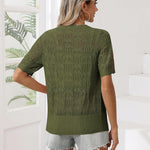Nadorine Women's Short Sleeve Cardigan V-Neck Button up Sweater