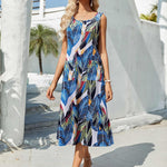 Nadorine Floral Beach Sundress Casual A-Line Midi Tank Dresses