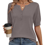 Nadorine Casual V Neck Short Sleeve Knit Sweater (US Only)