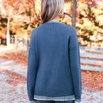 Nadorine Crewneck Pullover Long Sleeve Knit Side Slit Sweater