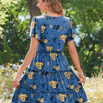 Nadorine Summer Tiered Mini Dress with Pockets Ruffle Sleeve Dress