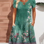 Nadorine Women's Casual A-Line Dresses with Pockets Floral Tshirt Dress