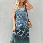 Nadorine Floral Beach Sundress Casual A-Line Midi Tank Dresses