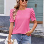 Nadorine Blouse Dressy Casual Puff Short Sleeve Boho Tops