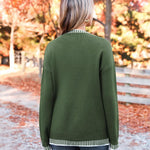 Nadorine Crewneck Pullover Long Sleeve Knit Side Slit Sweater