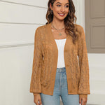 Nadorine Women's Long Sleeve Crochet Cropped Cardigan