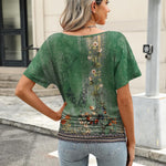 Nadorine Women's Short Sleeve Shirts V Neck Blouse