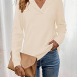 Nadorine Sweaters for Women Long Sleeve Shirts V Neck Knit Pullover