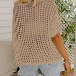 Nadorine Short Sleeve Crochet Sweater Tops
