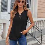 Nadorine Loose Button Down V Neck Flowy Summer Tops
