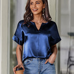 Satin Silk Blouse Tops - Nadorine (Us Only)