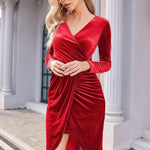 Zeagoo Women's Velvet Dress Long Sleeve Elegant Cocktail Dress