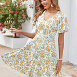 Zeagoo Womens Casual Swing Floral Ruffle Short Sleeve Sundresses
