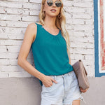 Nadorine Blouse Top Chiffon T-Shirt Sleeveless Crew Neck Tops (DE Only)
