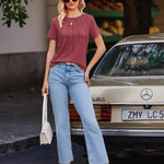 Nadorine T-Shirt Short Sleeve Tops Casual Crew Neck Blouse (DE Only)