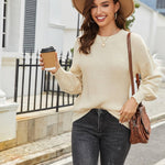 Nadorine Women's Elegant Knitted Jumper Crew Neck Sweater (DE Only)