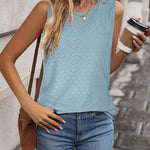 Nadorine Sleeveless Eyelet Shirts High Neck Top