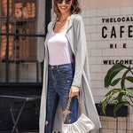 Hooded Long Cardigans Maxi Cardigan with Hood Open Front Lightweight Duster Coat with Pocket - Nadorine (Us Only)