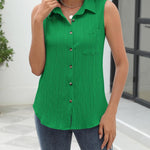Nadorine Sleeveless Button Down Shirts V Neck Solid Tank Tops