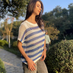 Nadorine Short Sleeve Crochet Sweater Tops