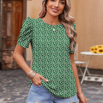 Nadorine Blouse Dressy Casual Puff Short Sleeve Boho Tops