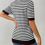 Zeagoo Womens Short Sleeve Sweaters Casual Striped Shirts
