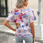Nadorine Women's Short Sleeve Shirts V Neck Blouse
