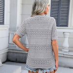 Nadorine Short Sleeve Crochet Cardigan Button up Bolero Shrug Sweater