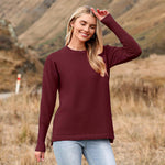 Nadorine Women's Long Sleeve Sweater Casual Ribbed Knit Pullover