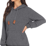 Women Quilted Sweatshirt, Casual Hoodies Pullover with Long Sleeve Hooded Sweatshirt (Us Only)