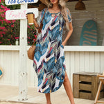 Nadorine Maxi Dress with Pockets Short Sleeve Sundress