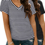 Nadorine Women Casual Soft V Neck Basic Tee Tops
