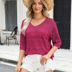 Nadorine Women's Crochet Off The Shoulder Hollow Out Knit Tops