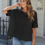 Nadorine Women Short Sleeve T Shirts Round Neck Oversized Tee