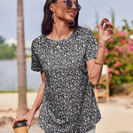 Zeagoo Womens Short Sleeve Tunic Shirts Floral Print Tops