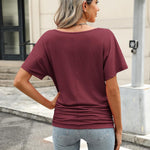 Nadorine Women's Short Sleeve Shirts V Neck Blouse