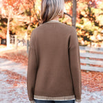 Nadorine Crewneck Pullover Long Sleeve Knit Side Slit Sweater